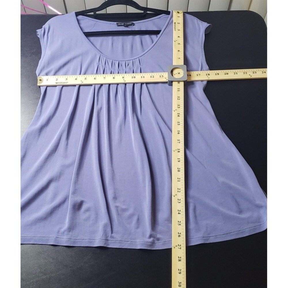 Eileen Fisher Blouse M Purple Pleated Front Silk Blend Casual Flowy Work Minimal - Picture 3 of 5